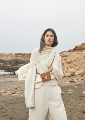 Portfele Polène Numéro Sept Crossbody - Edition Textured Camel | CSOIQ-6724